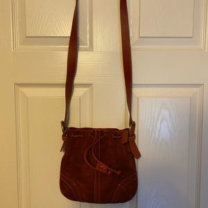 Brown suede coach satchel- womens